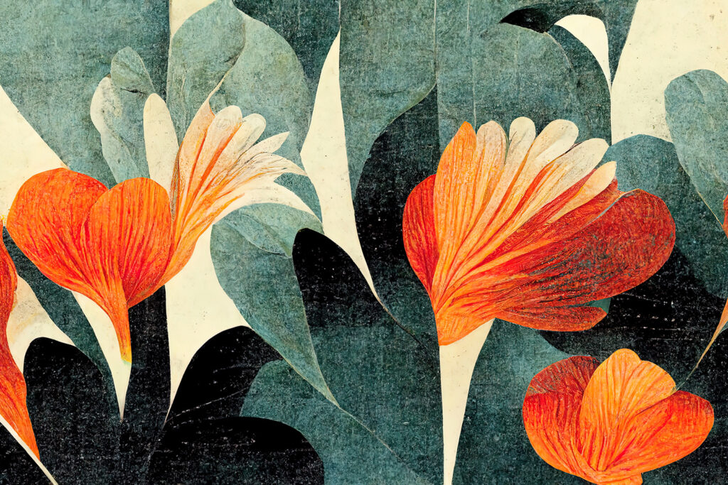 Painting of orange and white flowers Painting of orange and white flowers