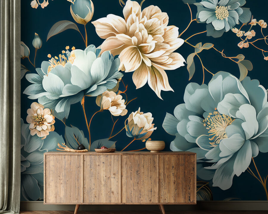 Floral pattern on a dark background