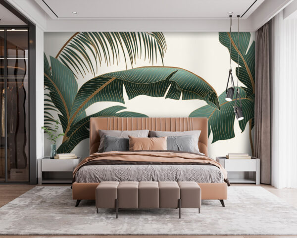 Tropical leaves on a light background. Tropical leaves on a light background.