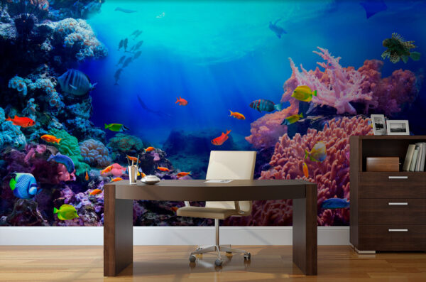 Fish swimming in a coral reef Fish swimming in a coral reef