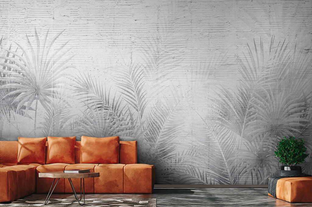 White and grey background with palm leaves u74401pig1 1024x681 - White and grey background with palm leaves