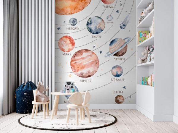 Watercolor of planets and stars Watercolor of planets and stars