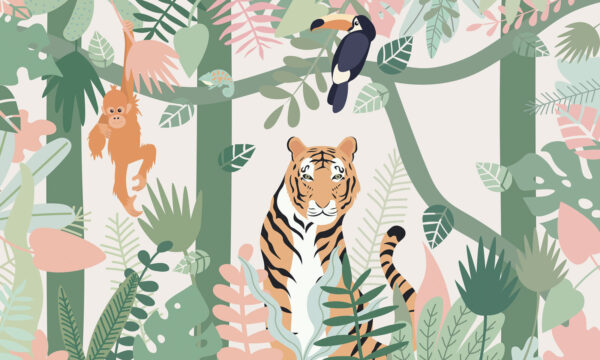 Tiger and birds in the jungle Tiger and birds in the jungle