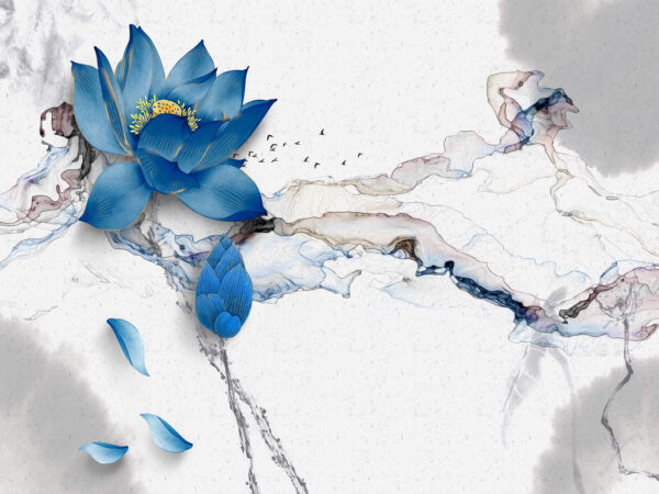 Blue flower on a marble surface Blue flower on a marble surface