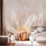 Wall murals White feathers on a grey background