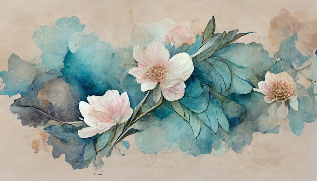 Painting of flowers and leaves Painting of flowers and leaves