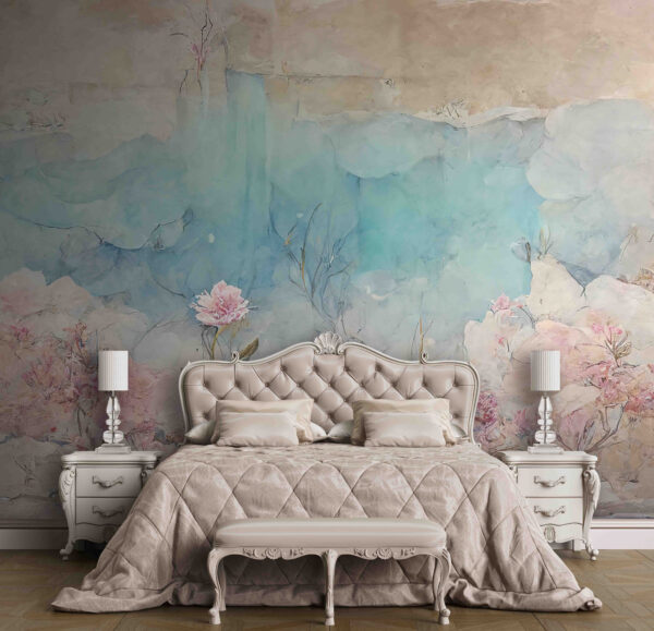 Painting of flowers and rocks Painting of flowers and rocks
