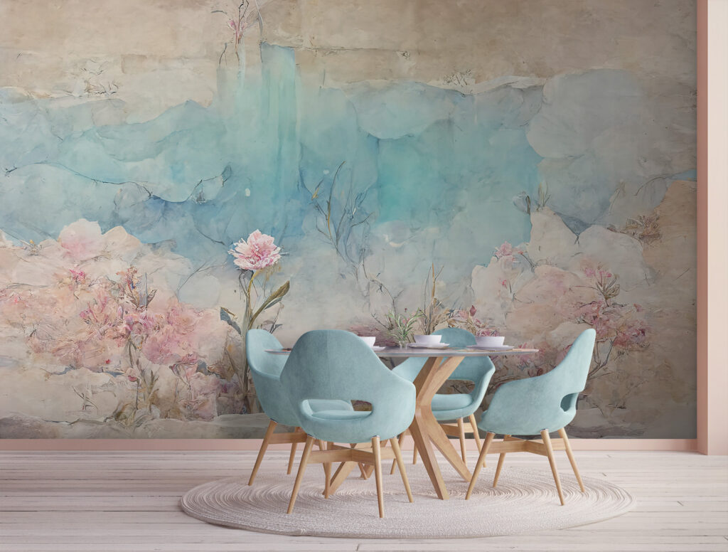 Painting of flowers and rocks Painting of flowers and rocks