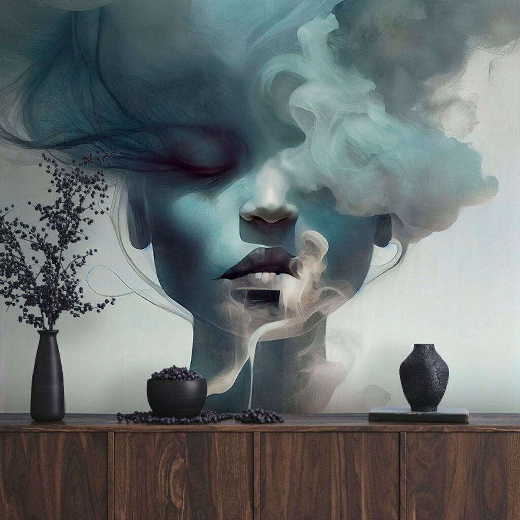 Woman with smoke coming out of her face Woman with smoke coming out of her face