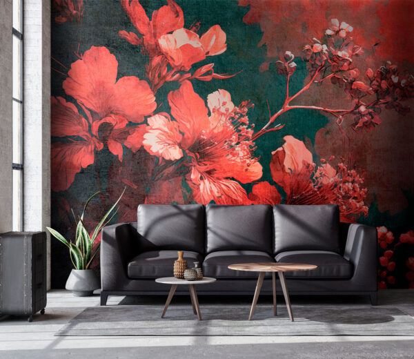 Vibrant blossoms amid dark foliage. Vibrant blossoms amid dark foliage.