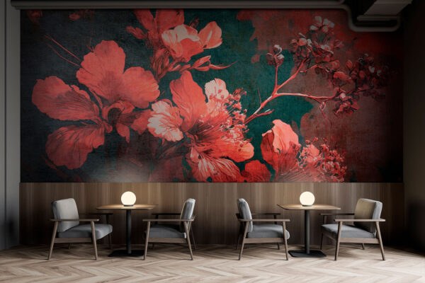 Vibrant blossoms amid dark foliage. Vibrant blossoms amid dark foliage.