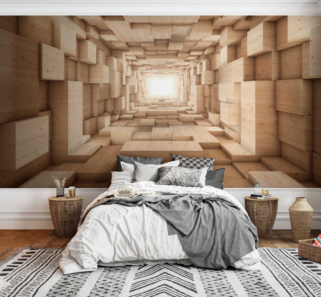 Tunnel of wood blocks