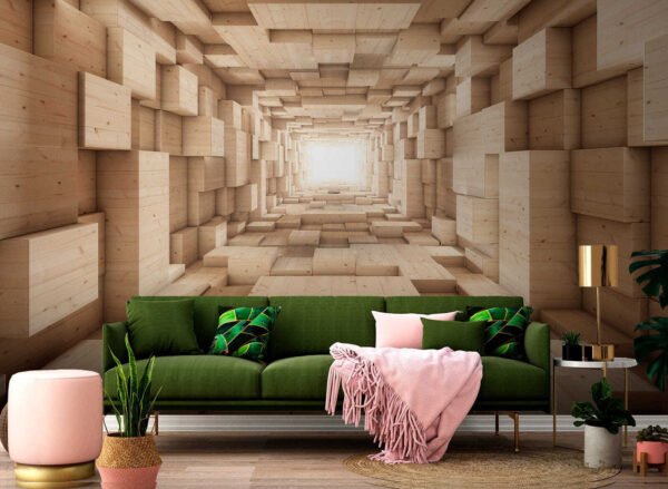 Tunnel of wood blocks Tunnel of wood blocks