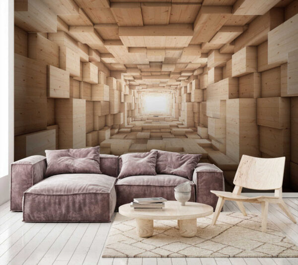 Tunnel of wood blocks Tunnel of wood blocks