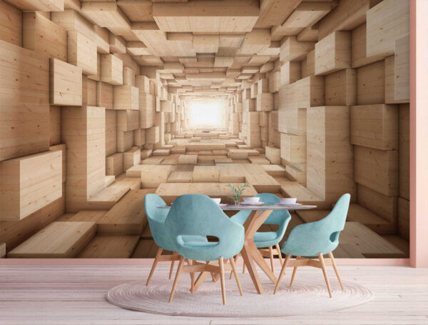 Tunnel of wood blocks