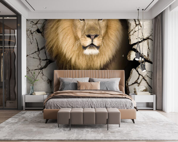 Lion walking through a crack wall u77849pib115 600x480 - Lion walking through a crack wall - tegory