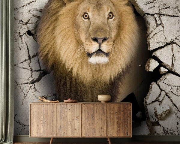 Lion walking through a crack wall u77849pig21m 600x480 - Lion walking through a crack wall - tegory