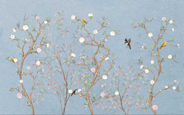 Mural of a tree with flowers and birds Mural of a tree with flowers and birds