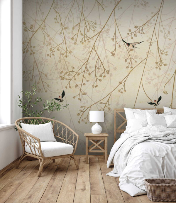 Birds flying in the branches of a tree Birds flying in the branches of a tree