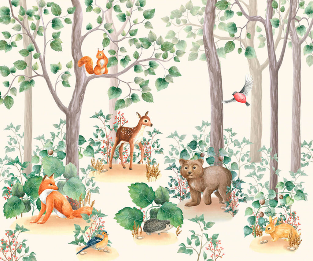 Wallpaper with animals in the forest u79629p 1024x854 - Wallpaper with animals in the forest - tegory