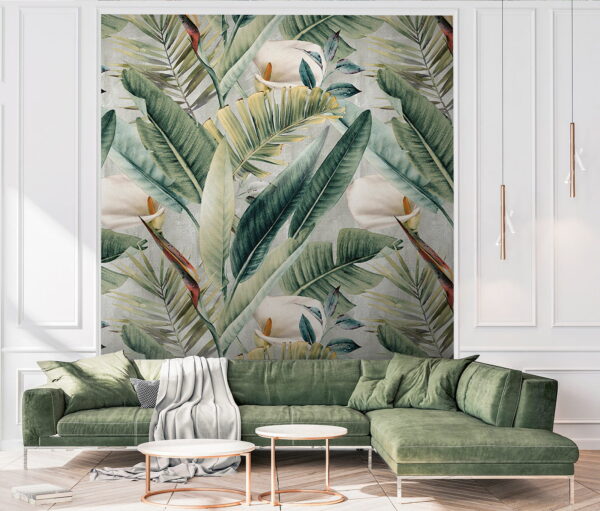 Pattern of green leaves and flowers u79683pig1m 600x511 - Pattern of green leaves and flowers - tegory