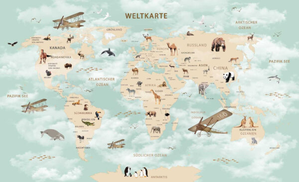 Map of the world with animals u79710p 600x366 - Map of the world with animals - tegory