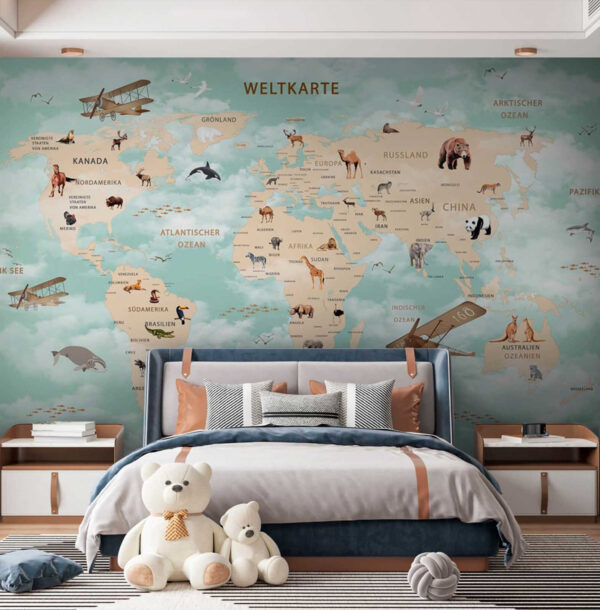 Map of the world with animals u79710pir1m 600x610 - Map of the world with animals - tegory