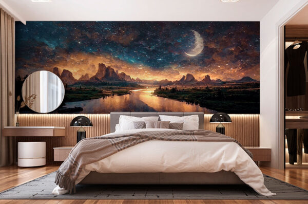 River with a moon in the sky River with a moon in the sky