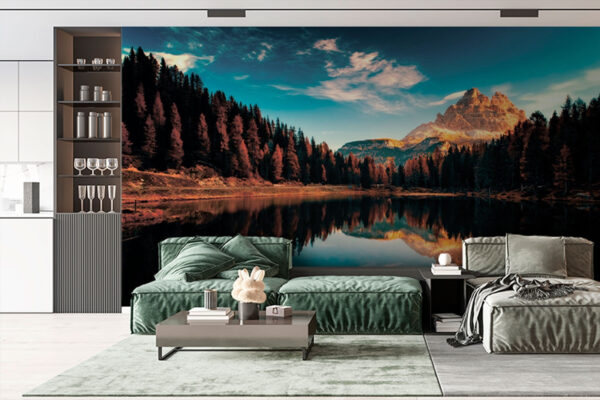 Lake surrounded by trees and mountains u79819pig1 600x400 - Lake surrounded by trees and mountains - tegory