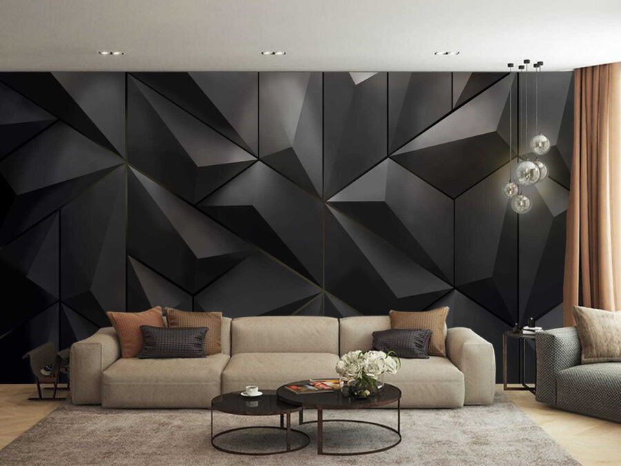 Wall murals Black wall with many triangles