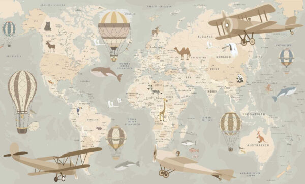 Map of the world with airplanes and hot air balloons u79996p 600x362 - Map of the world with airplanes and hot air balloons - tegory