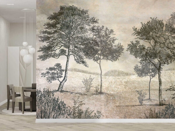 Drawing of trees in a field Drawing of trees in a field