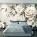 Wall murals Delicate roses and butterflies in harmony