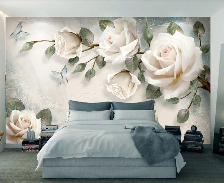 Delicate roses and butterflies in harmony