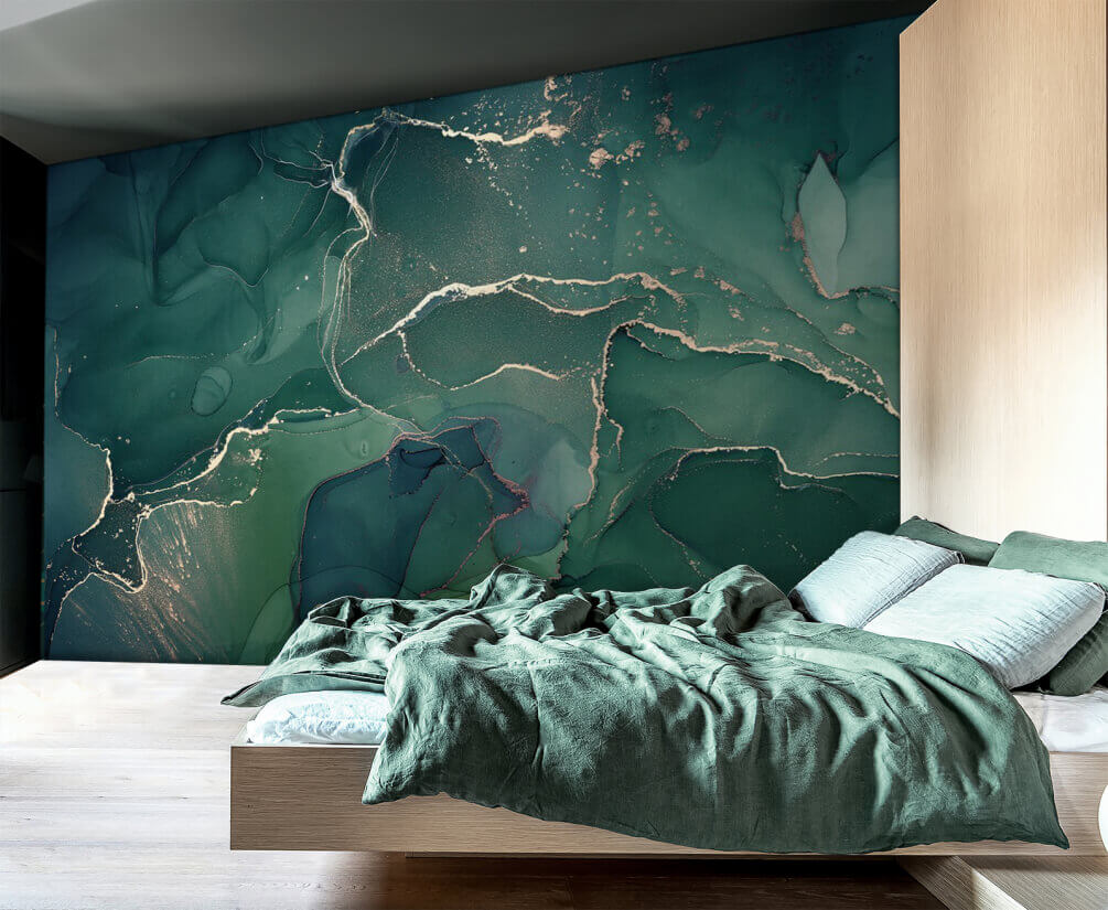 Emerald currents with sparkling veins.