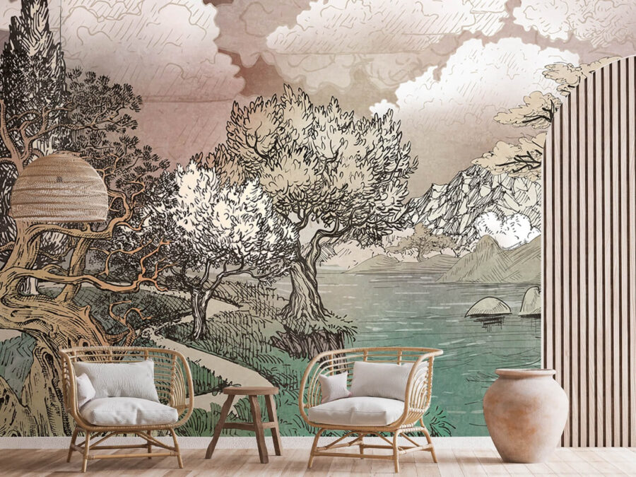 Landscape with trees and a lake u80323pig1m 900x675 - Landscape with trees and a lake - tegory