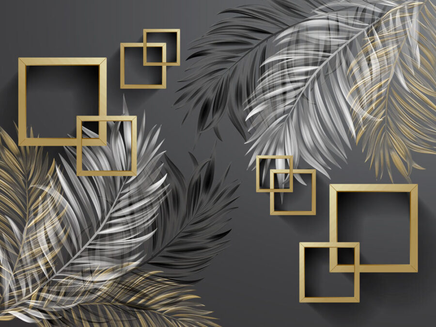 Wall murals Wallpaper with feathers and square frames - Image 4