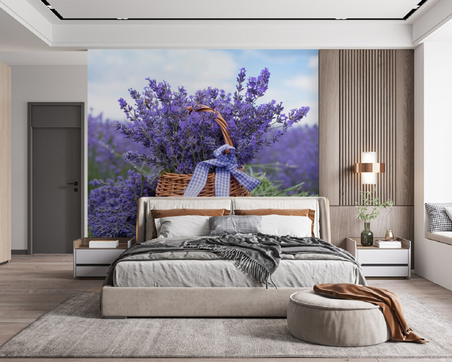 Wall murals Basket of purple flowers - Image 2