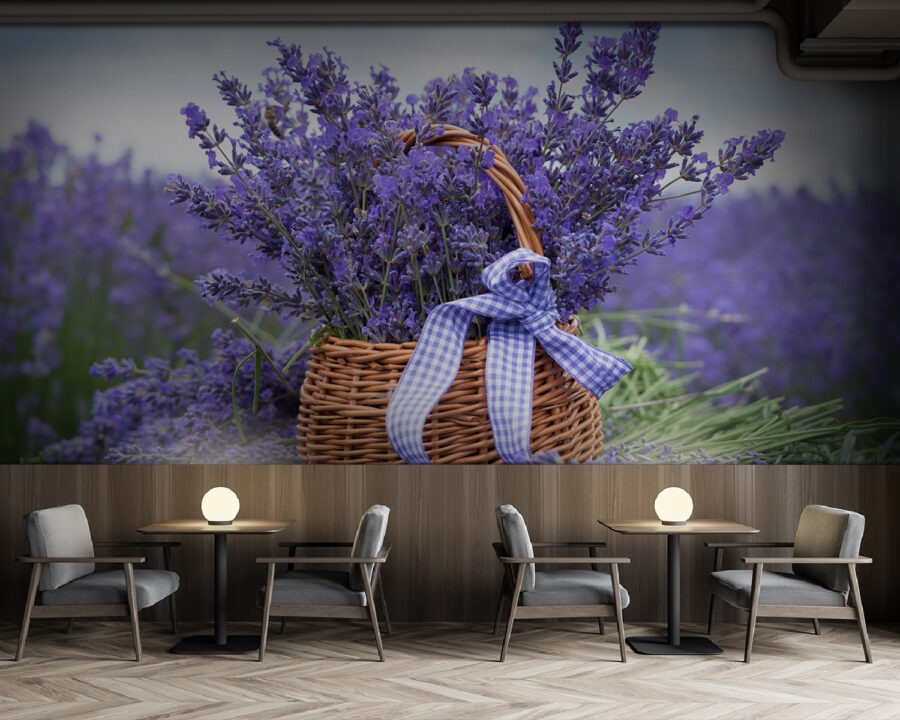 Wall murals Basket of purple flowers - Image 3