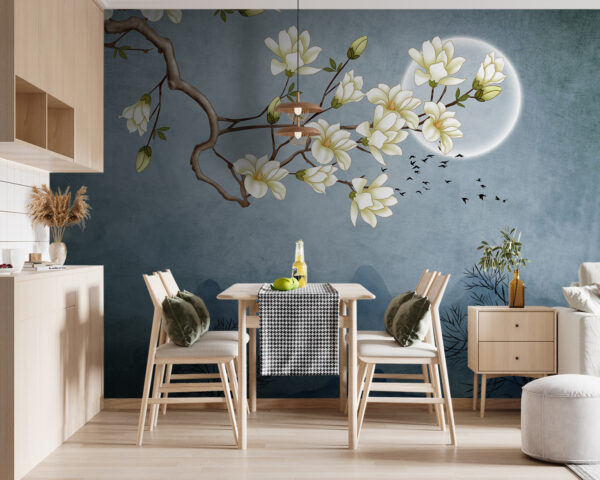 A painting of a tree branch with white flowers u92999pik119 600x480 - A painting of a tree branch with white flowers - tegory