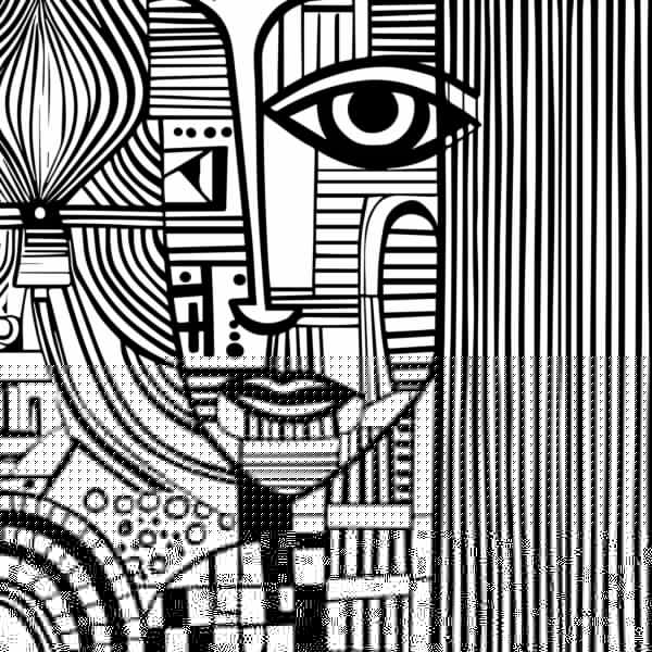 A black and white drawing of a woman's face A black and white drawing of a woman's face