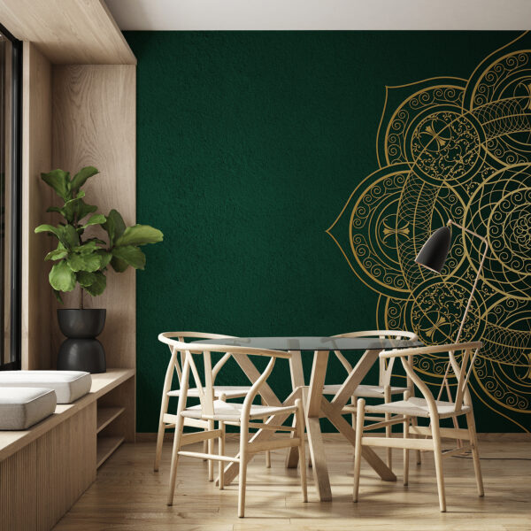 Elegant swirls on emerald canvas Elegant swirls on emerald canvas