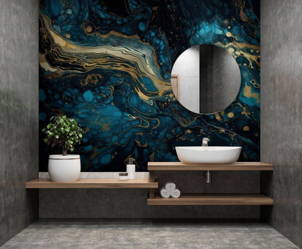 Azure currents embracing metallic hues Azure currents embracing metallic hues