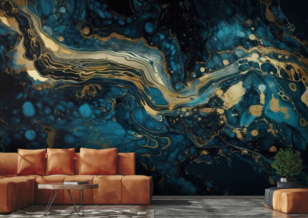 Azure currents embracing metallic hues Azure currents embracing metallic hues