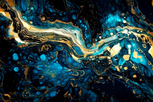 Azure currents embracing metallic hues Azure currents embracing metallic hues