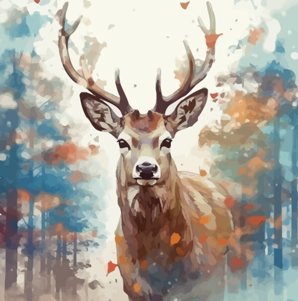 A painting of a deer with antlers A painting of a deer with antlers