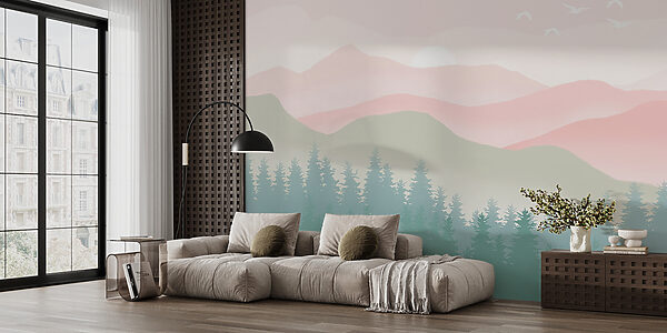 A landscape with trees and mountains A landscape with trees and mountains