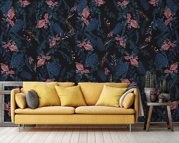 A pattern of flowers and leaves A pattern of flowers and leaves