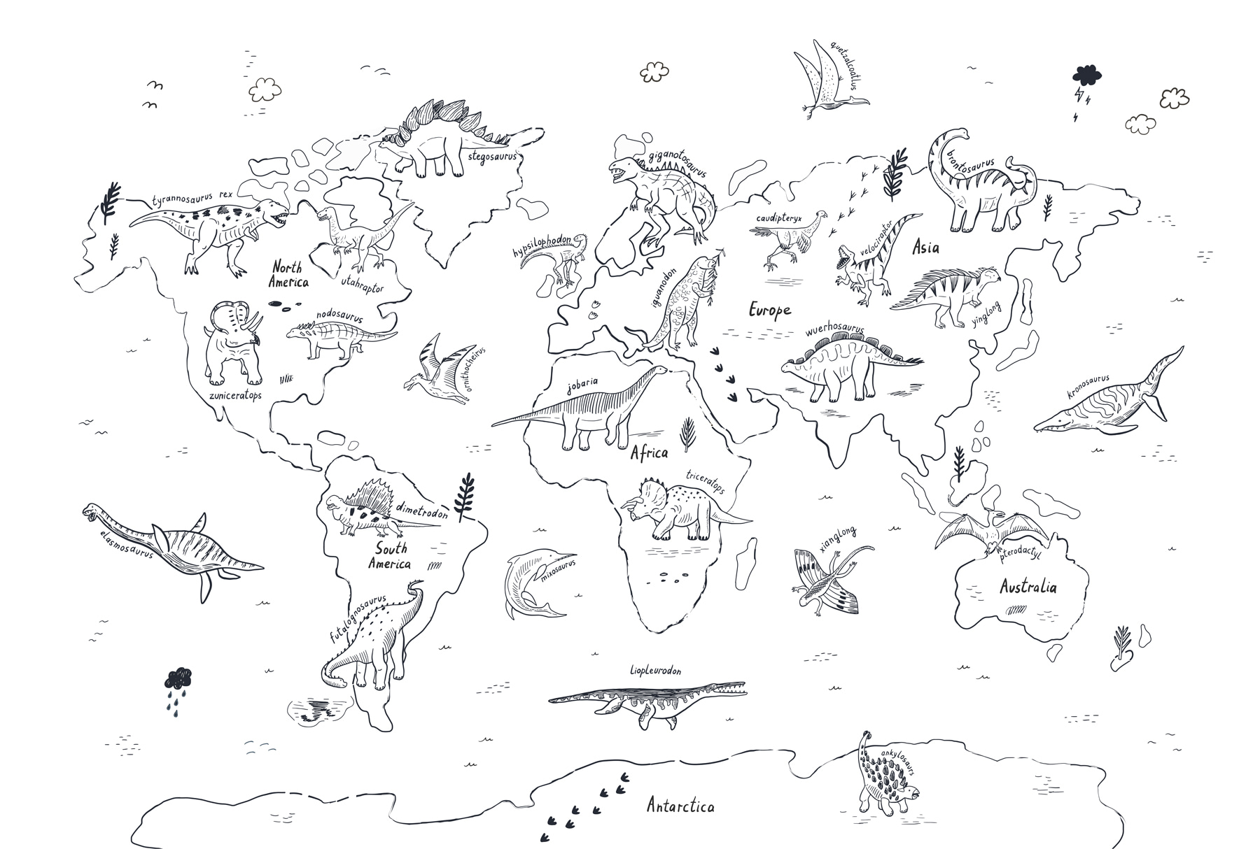 A map of the world with dinosaurs u98793p - A map of the world with dinosaurs
