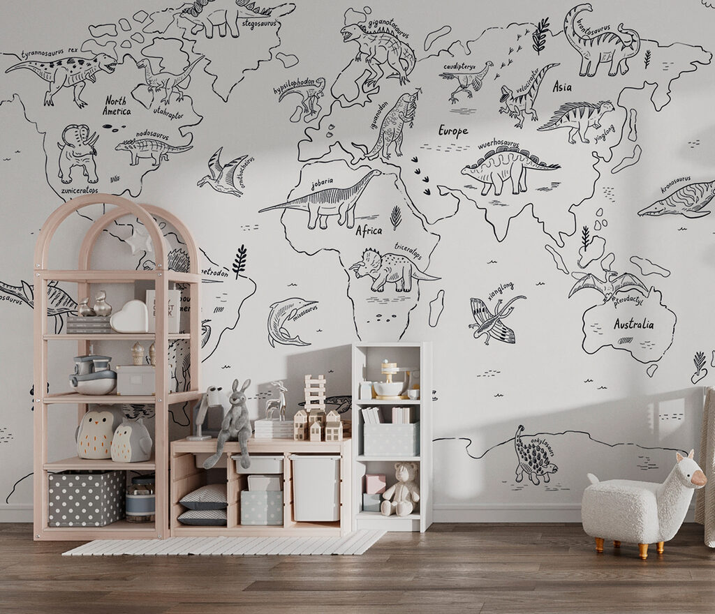 A map of the world with dinosaurs u98793pir1m 1024x880 - A map of the world with dinosaurs